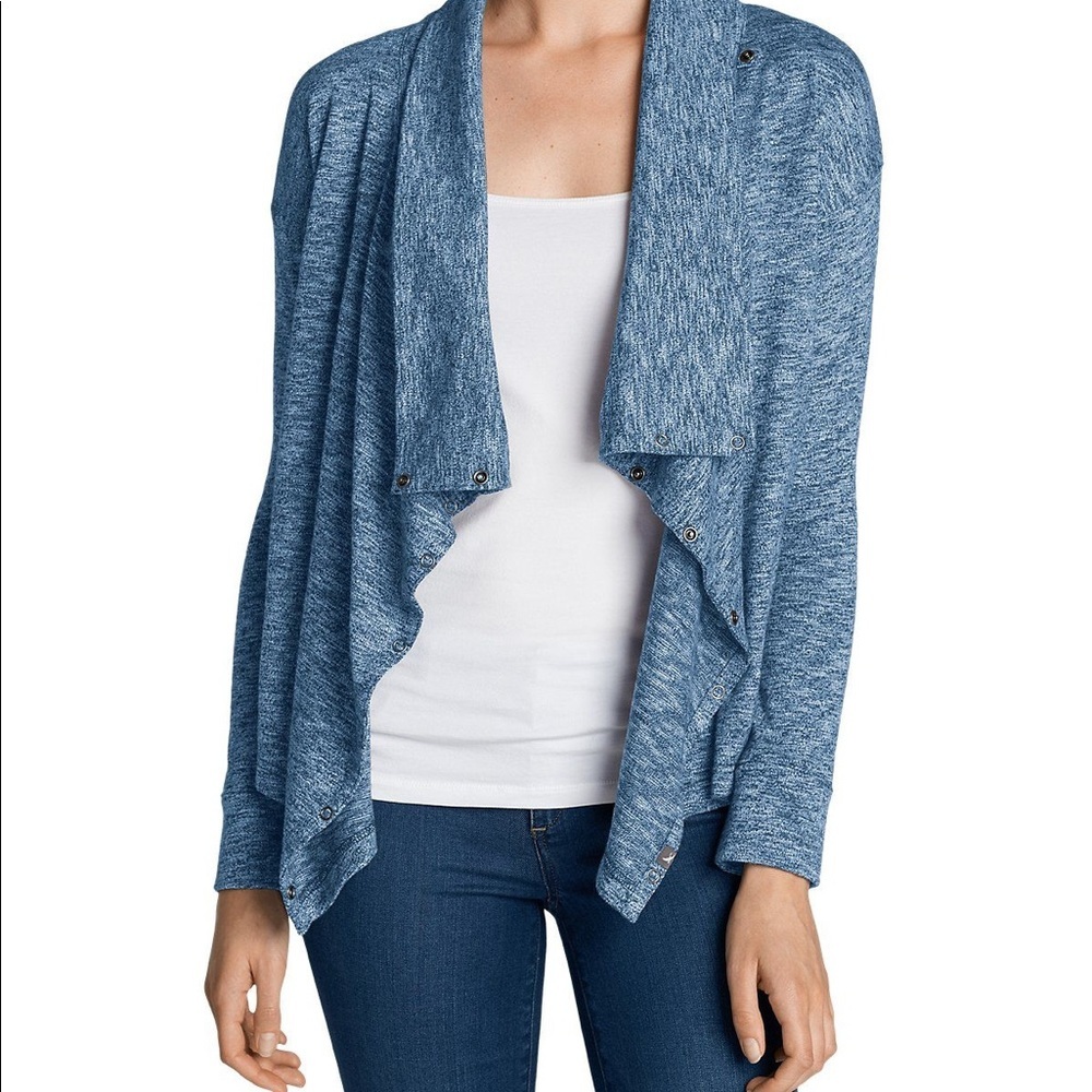 Eddie Bauer Grey Marled Cascade Open Front Cardigan Sweater XS